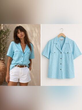 GANNI Floral Short Sleeve Button-Up Shirt | Size 38 -M | new
